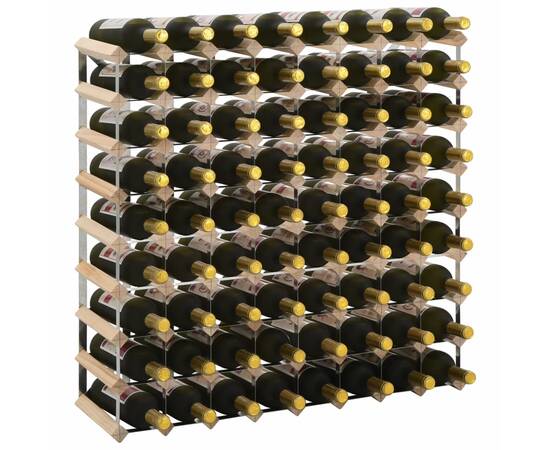 Suport sticle de vin pentru 72 de sticle, lemn masiv de pin