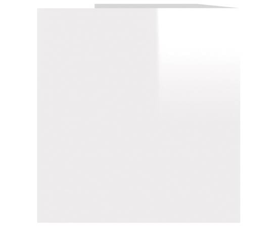 Cutie de depozitare viniluri, alb extralucios, 71x34x36 cm lemn, 4 image