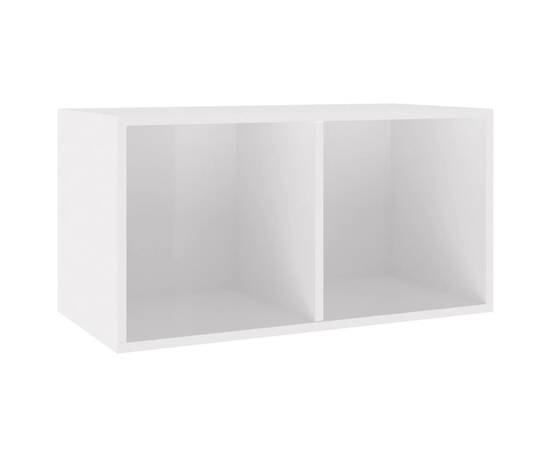 Cutie de depozitare viniluri, alb extralucios, 71x34x36 cm lemn, 2 image