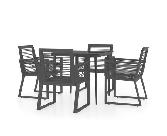 Set de mobilier pentru grădină, 5 piese, negru, 2 image