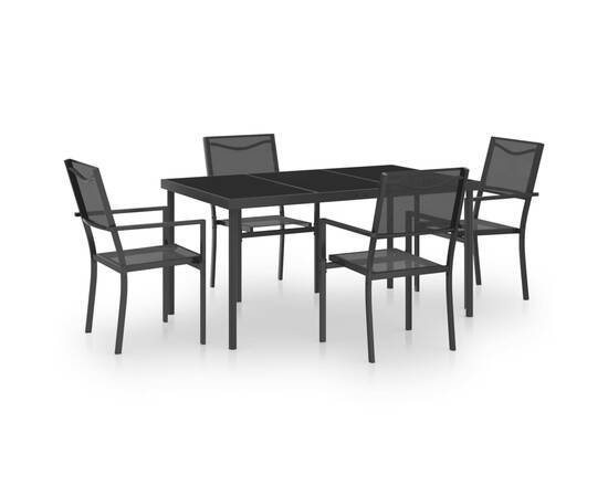 Set mobilier de exterior, 5 piese, oțel, 2 image