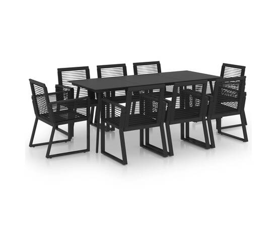 Set mobilier de exterior, 9 piese, negru, ratan pvc, 2 image