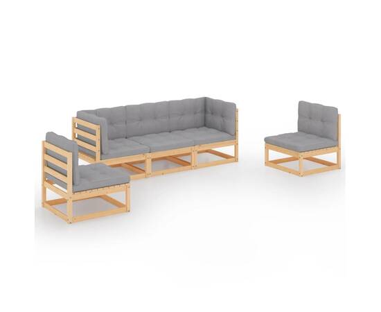 Set mobilier de grădină, 5 piese, cu perne, lemn masiv de pin, 2 image