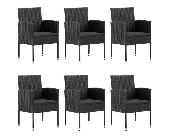 Set mobilier de grădină, 7 piese, negru, poliratan, 3 image