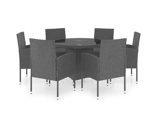 Set mobilier de grădină, 7 piese, negru, poliratan, 2 image