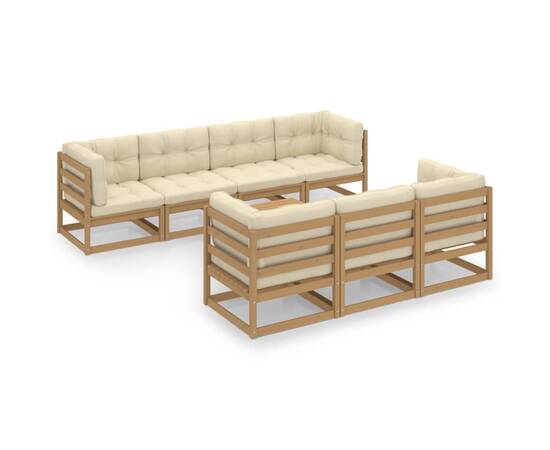 Set mobilier de grădină cu perne, 8 piese, lemn masiv pin, 2 image