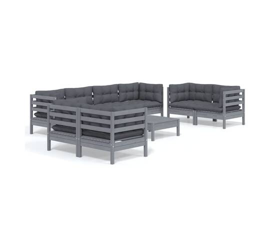 Set mobilier grădină cu perne, 9 piese, lemn masiv pin, 2 image