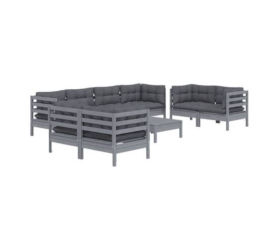 Set mobilier grădină cu perne, 9 piese, lemn masiv pin, 3 image