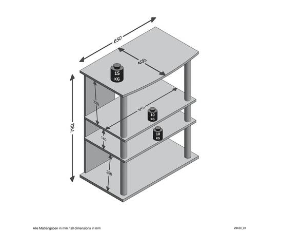 Fmd raft tv / hi-fi cu 3 compartimente, 65x40x79,2cm, stejar, 4 image