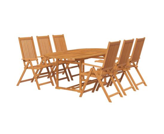 Set mobilier de exterior, 7 piese, lemn masiv de acacia, 3 image