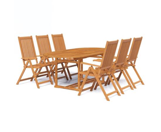 Set mobilier de exterior, 7 piese, lemn masiv de acacia, 2 image