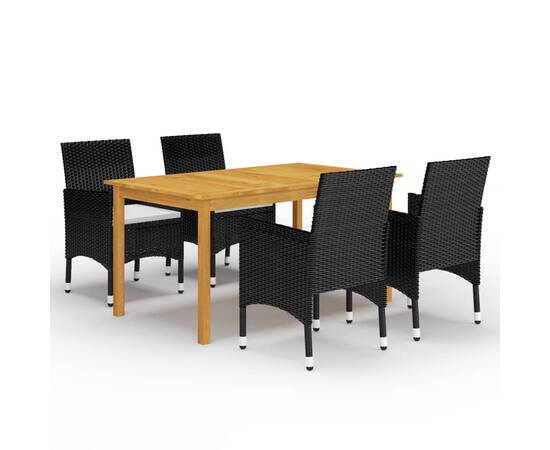 Set mobilier de grădină, 5 piese, negru