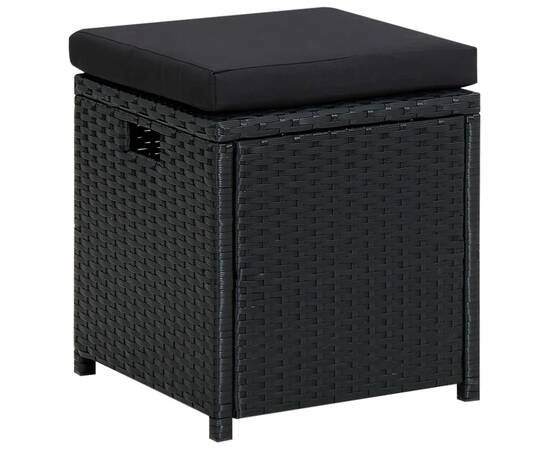 Set mobilier de grădină cu perne, 6 piese, negru, poliratan, 9 image