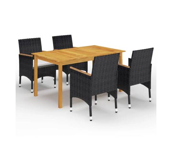 Set mobilier de grădină, 5 piese, negru