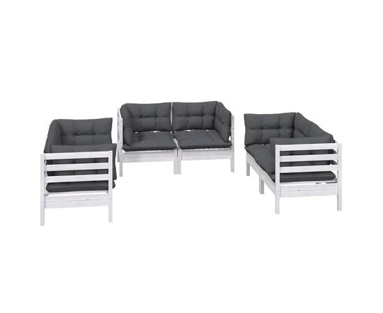 Set mobilier de grădină cu perne, 6 piese, lemn masiv pin, 3 image