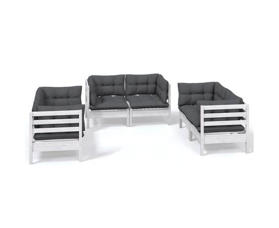 Set mobilier de grădină cu perne, 6 piese, lemn masiv pin, 2 image