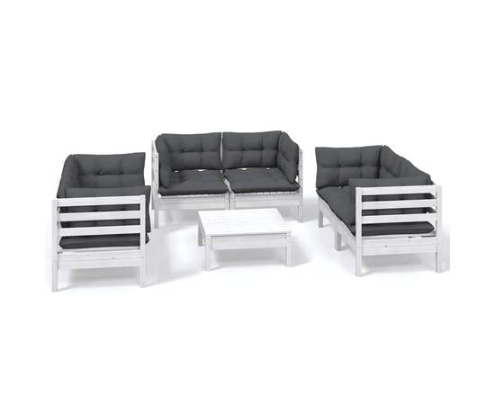 Set mobilier de grădină cu perne, 7 piese, lemn masiv pin, 2 image