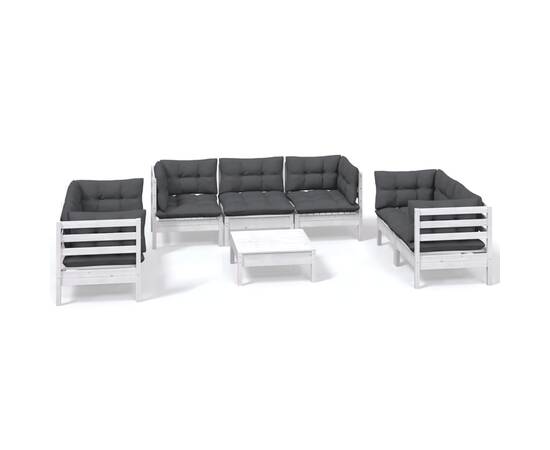 Set mobilier de grădină cu perne, 8 piese, lemn masiv pin, 2 image