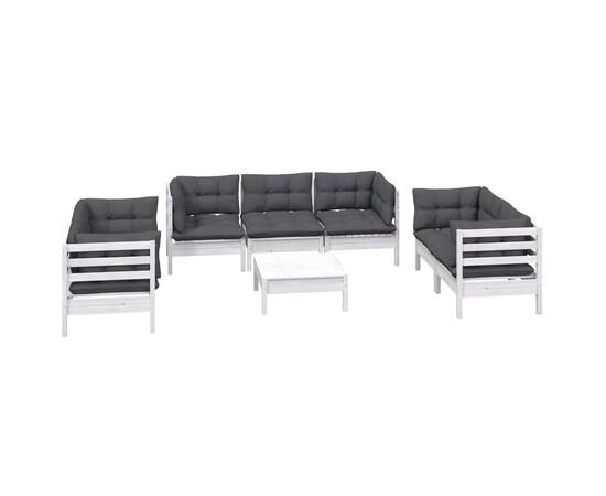 Set mobilier de grădină cu perne, 8 piese, lemn masiv pin, 3 image