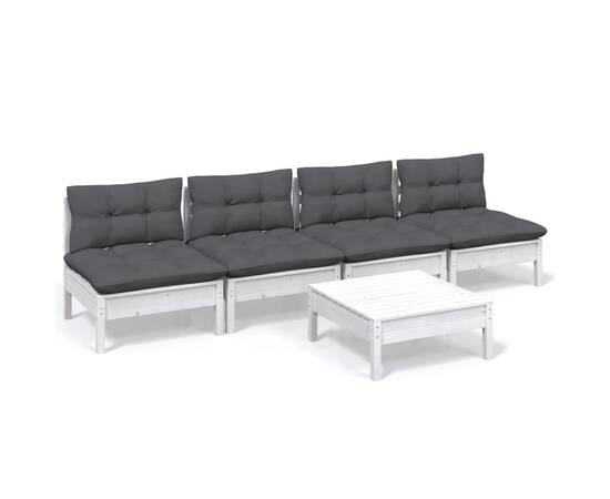 Set mobilier de grădină cu perne antracit, 5 piese, lemn pin, 2 image