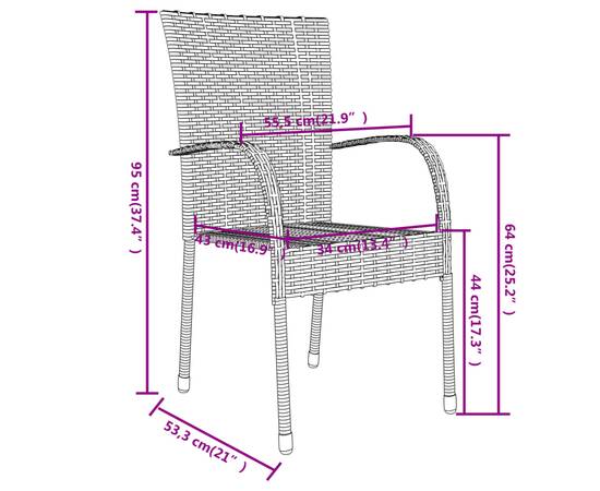 Set mobilier de grădină, 3 piese, maro, poliratan, 8 image