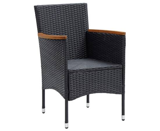 Set mobilier de grădină cu perne, 7 piese, negru, poliratan, 5 image