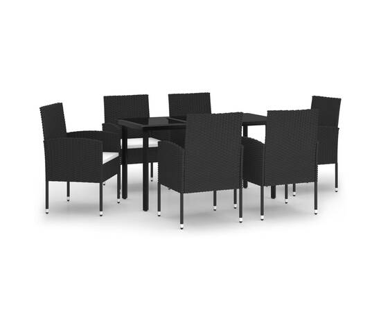 Set mobilier pentru grădină, 7 piese, negru, 2 image