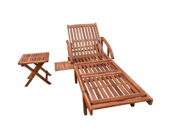 Șezlong de plajă cu masă, lemn masiv de acacia, 2 image