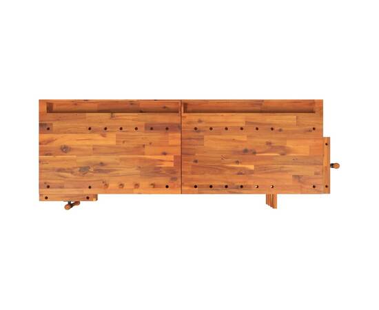 Banc de lucru cu sertare și menghine, 192x62x83 cm, lemn acacia, 7 image