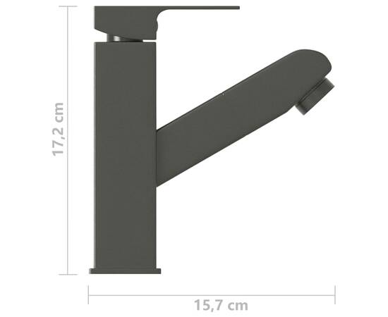 Robinet chiuvetă de baie retractabil, gri, 157x172 mm, 6 image