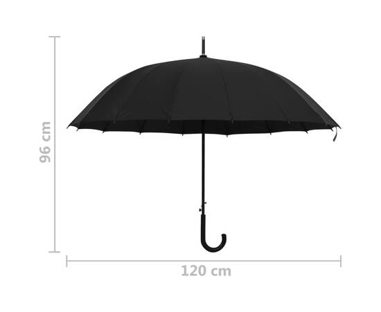 Umbrelă automată, negru, 120 cm, 6 image
