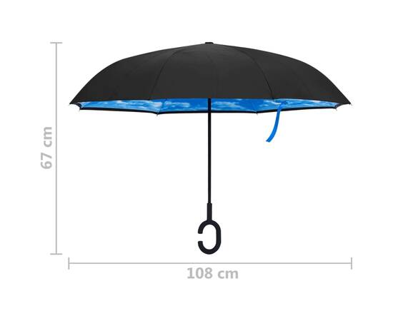 Umbrelă cu mâner în formă de c, negru, 108 cm, 6 image