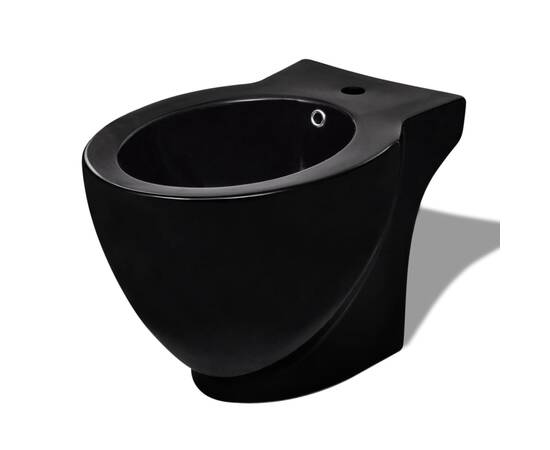 Bideu rotund pe pardoseală, negru, ceramică calitate superioară, 2 image