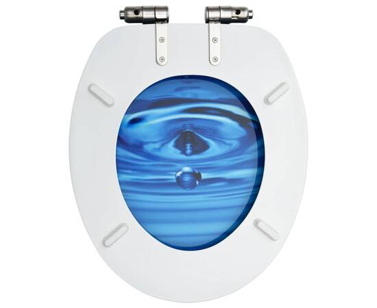 Capac wc închidere silențioasă, albastru, mdf, picătură de apă, 6 image