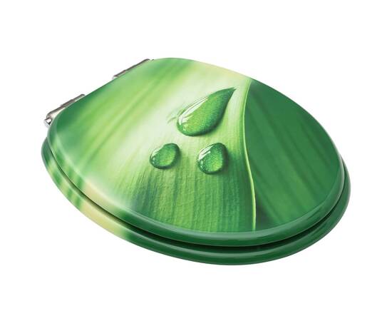 Capac wc închidere silențioasă, verde, mdf, model picătură apă, 3 image