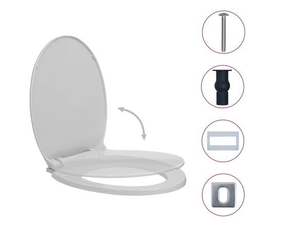 Capac wc cu închidere silențioasă, eliberare rapidă, gri, oval, 2 image