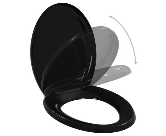 Capac wc cu închidere silențioasă, eliberare rapidă, negru, 2 image