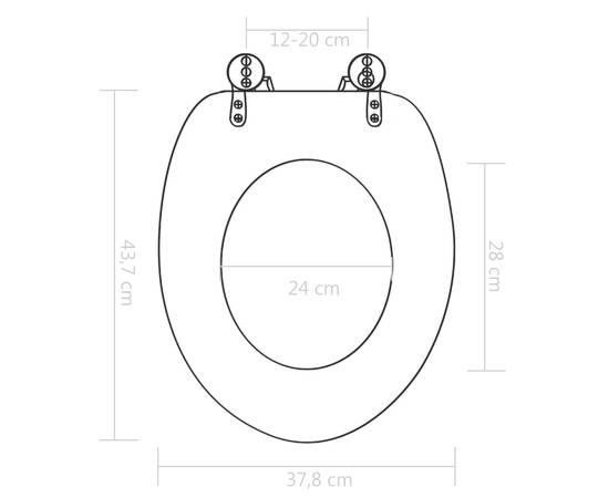 Capac wc cu închidere silențioasă, mdf, design picătură de apă, 9 image