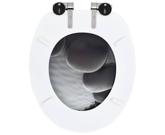 Capac wc cu închidere silențioasă, mdf, design pietre, 5 image