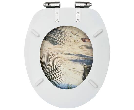 Capac wc cu închidere silențioasă, mdf, model plajă, 6 image