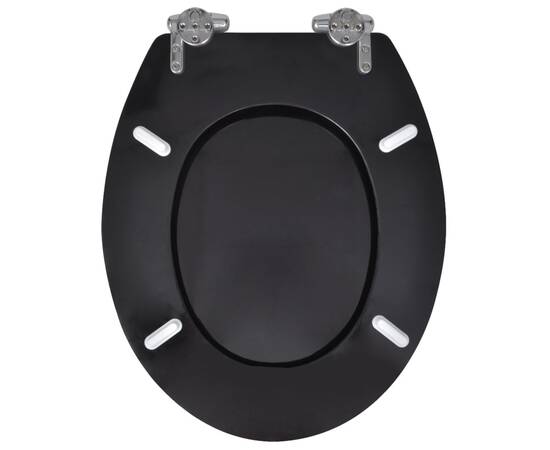 Capac wc cu închidere silențioasă negru mdf design simplu, 5 image