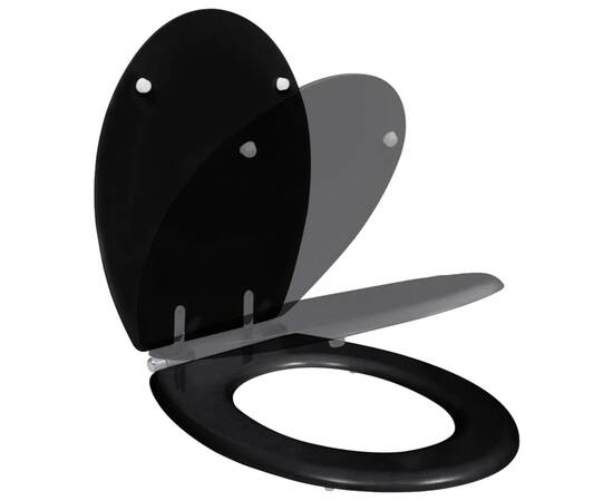 Capac wc cu închidere silențioasă negru mdf design simplu, 2 image