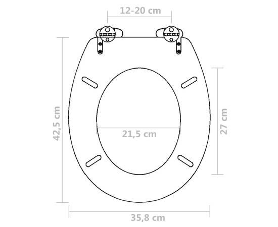 Capac wc cu închidere silențioasă negru mdf design simplu, 9 image