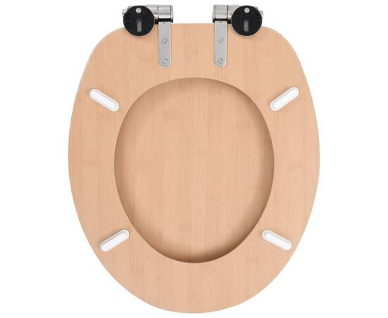 Capace wc cu închidere silențioasă, 2 buc., mdf, design bambus, 6 image