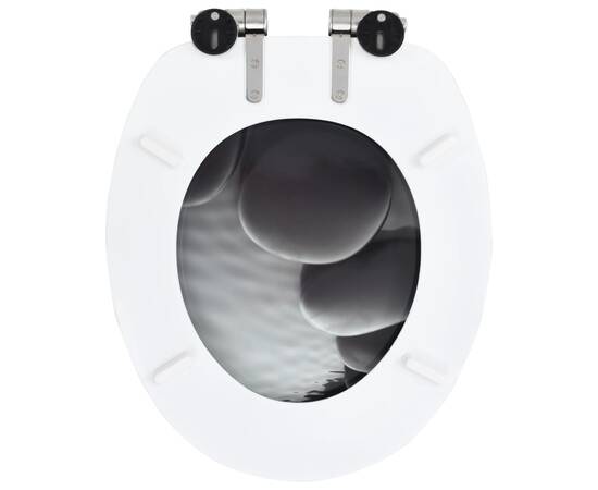 Capace wc cu închidere silențioasă, 2 buc., mdf, design pietre, 6 image