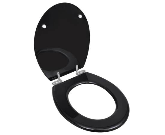 Capace wc cu închidere silențioasă, 2 buc, negru, mdf, 2 image