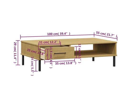 Dulap consolă cu picioare metalice „oslo”, maro, lemn masiv pin, 8 image