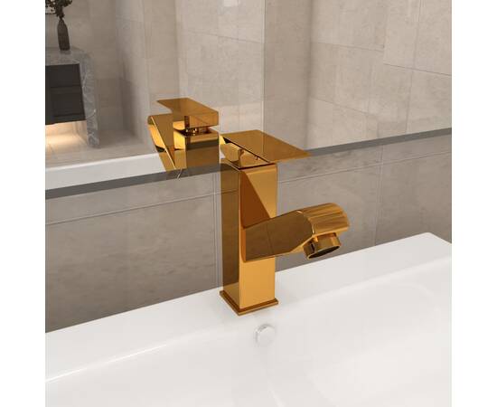 Robinet chiuvetă de baie retractabil, auriu, 157x172 mm
