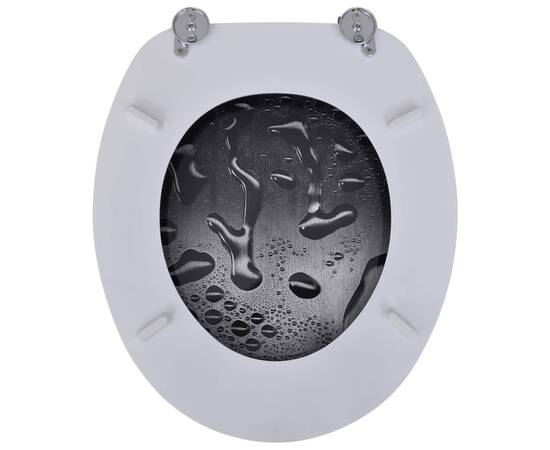 Scaun de toaletă cu capac din mdf, design cu picături de apă, 6 image