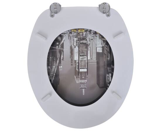 Scaun de toaletă cu capac din mdf, design din porțelan, 5 image